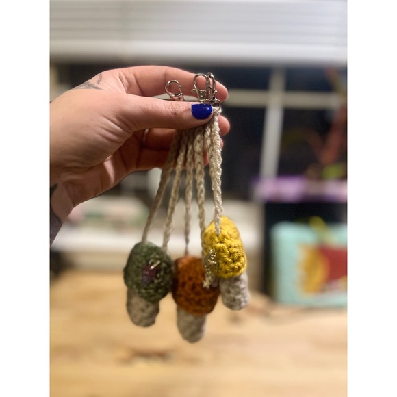 Crochet Mushy Lighter Holder 100% Recycled Handmade Keychain Necklace - Picture 8 of 8